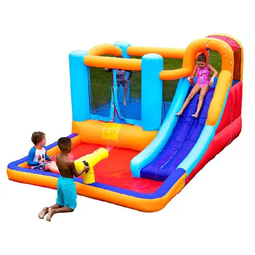 Giant Bounce House Water Slide with Trampoline and Pool Area