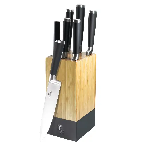 Berlinger Haus 7-Piece Knife Set w/ Bamboo Stand Black Collection