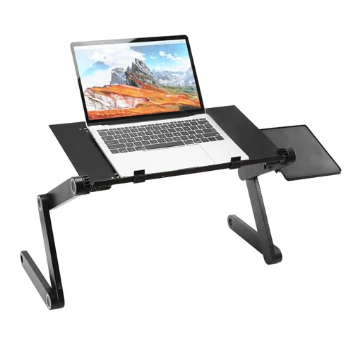 Foldable Laptop Table Bed Desk Aluminum Alloy Breakfast Tray w/ Mouse Board