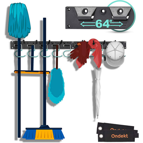 Garage Tool Organizer 64in Adjustable Garden Storage Wall Mount Rack Heavy Duty Steel Hangers