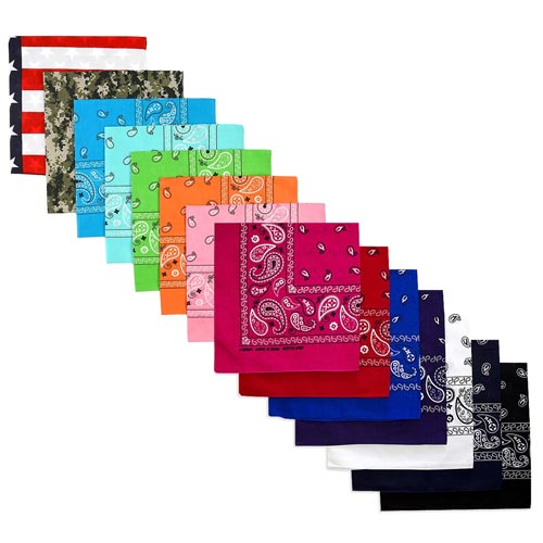 36 Pack 100% Cotton Paisley Bandana