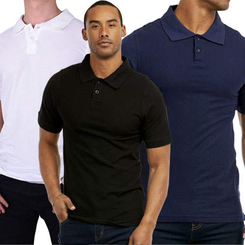 3 Pack 100% Cotton Men's Slim Polo Shirt