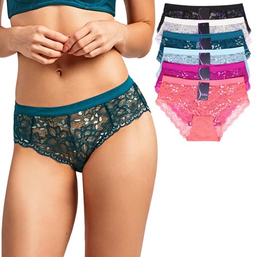 6 Pack Ladies Lace Bikini Panty 