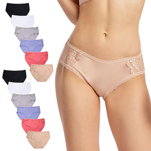 6 or 12-Pack Ladies Cotton Bikini Panty Extended