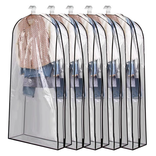 5 Pack Garment Bag for Hanging Clothes Dustproof Waterproof Hanging Clothes Storage