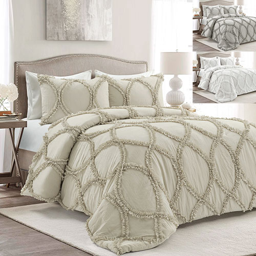3 Piece Riviera Comforter Set Lush Decor