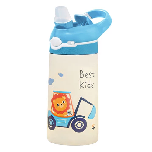 13.5Oz Insulated Stainless Steel Water Bottle Leak-proof Bottle for Kids with Straw Push Button