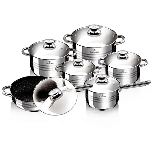 Blaumann 12-Piece Jumbo Stainless Steel Gourmet Cookware Set
