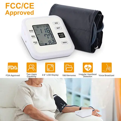 Arm Blood Pressure Monitor with Adjustable Cuff Irregular Heartbeat Detector