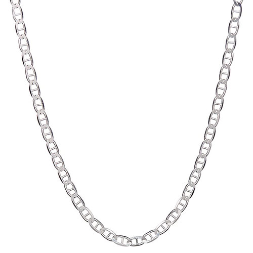 Sterling Silver Flat Mariner/Marina Link Chain Necklace