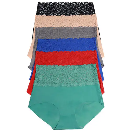 Angelina Laser Cut High-Rise Briefs with Lace Front Waistband Detail (6-Pack)