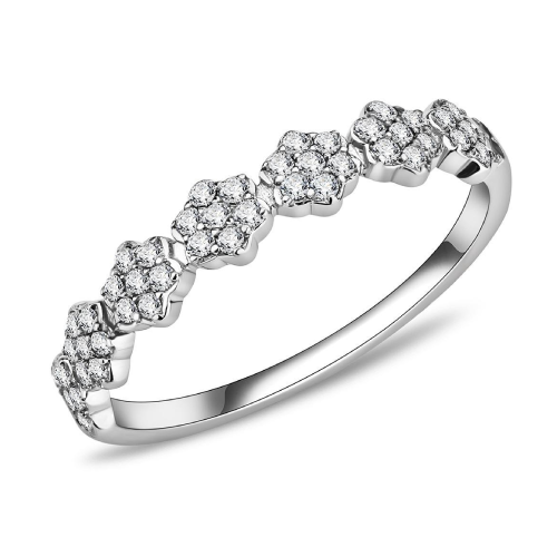 DA102 - High polished (No Plating) Stainless Steel Ring with AAA Grade CZ  in Clear