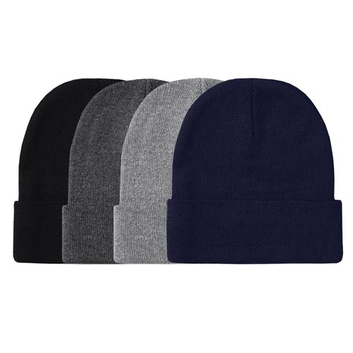 4 Pack Power Club Men's Polyester Beanie