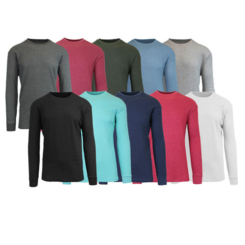 Men's Long Sleeve Waffle-Knit Basic Thermal Shirts