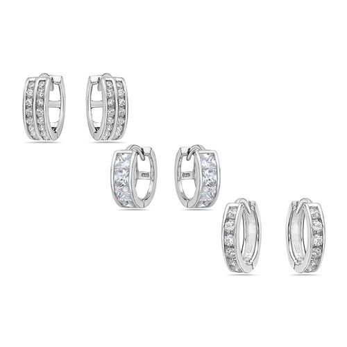 Sterling Silver Crystal Huggie Earrings with Swarovski Elements
