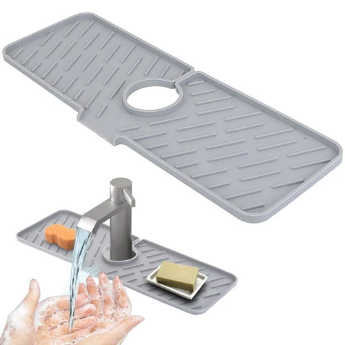Silicone Faucet Mat Kitchen Sink Splash Guard Drain Mat Drying Pad Kitchen Mat 