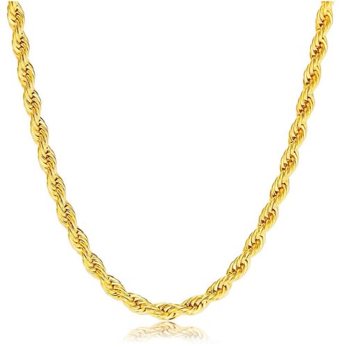 Italian 10K Gold 4MM Rope Chain Necklace