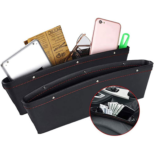 2 Pack Leather Car Seat Organizer Gap Pocket