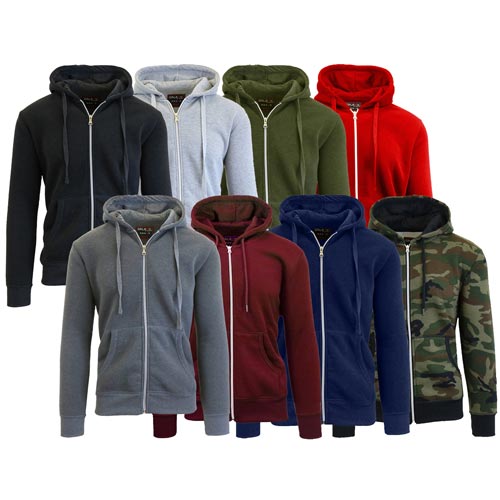 2 Pack Men's Zip-Up Fleece Hoodies