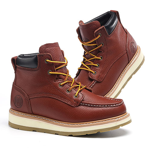 Men's Moc Toe Construction Work Boots Soft Toe/Composite Toe Claret