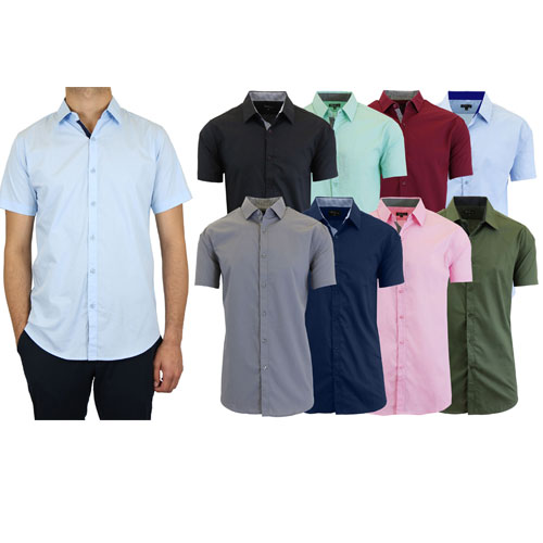 3 Pack Men's Slim Fit Short Sleeve Dress Shirts