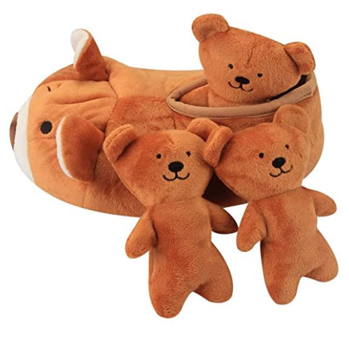 PawfectPals Interactive Hide and Seek Puzzle Squeaky Bear Slipper Toy Set