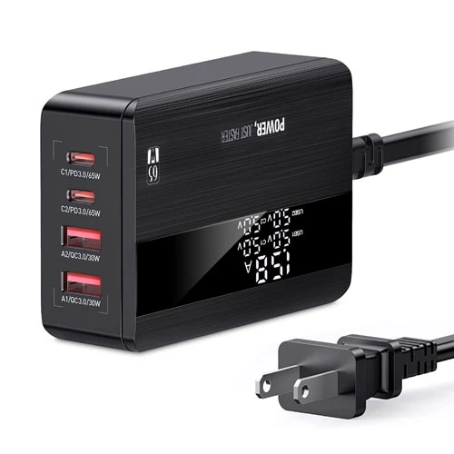 65W 4-Port USB Wall Charger: Fast Charging for iPhone 14-11, Samsung S22-S21
