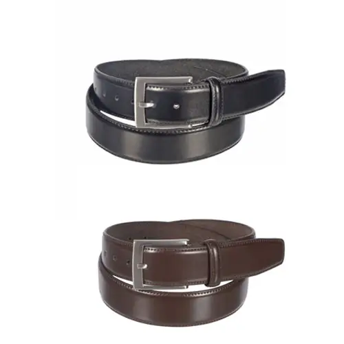Club Rochelier Leather Belt With Brushed Nickel Hardware