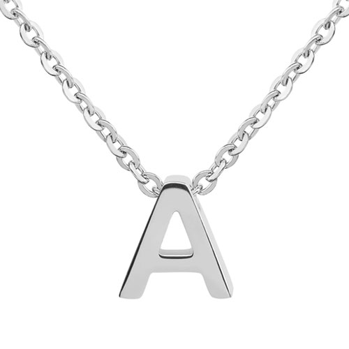 Polished Initial Pendant Stainless Steel Necklace