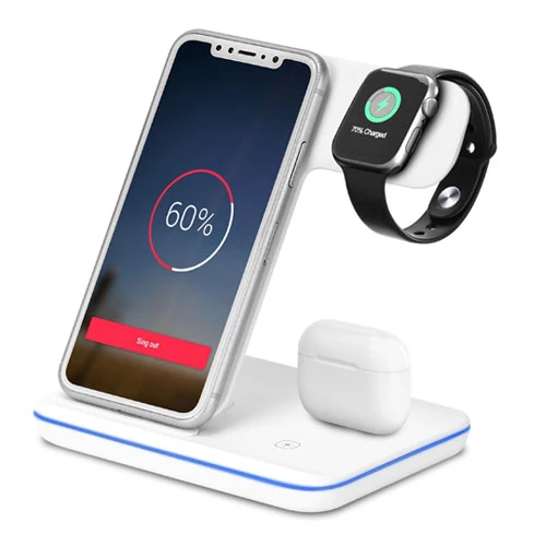 15W 3-in-1 Wireless Charger Stand for iWatch Series 5/4/3/2/1, AirPods, iPhone 11/11 Pro/Xs/X Max/XR