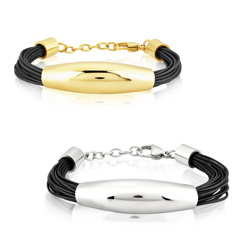 Elongated Tube Multi-Strand Leatherette Bracelet
