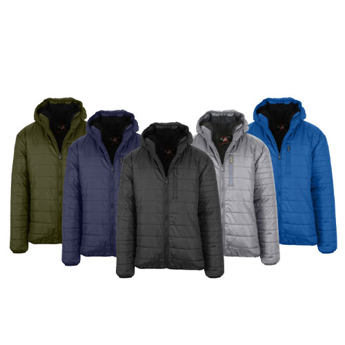 Men's Sherpa-Lined Hooded Puffer Jacket