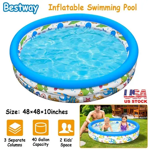Foldable Swim Ball Pool Center w/ 3 Velvets Water Drain Plug For Indoor Backyard Beach