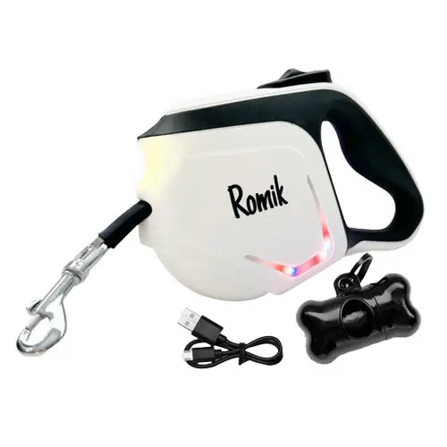 Retractable Dog Leash with Flashlight for Small Medium Large Size Breed Heavy Duty Handle