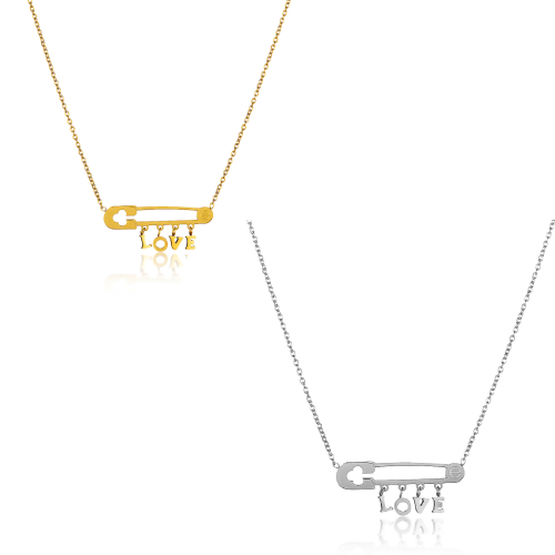 Polished Love Safety Pin Necklace