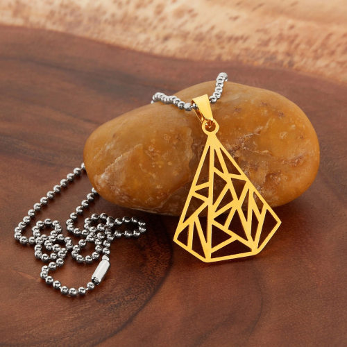 Geometric Diamond Shape Gold Plated Stainless Steel Pendant