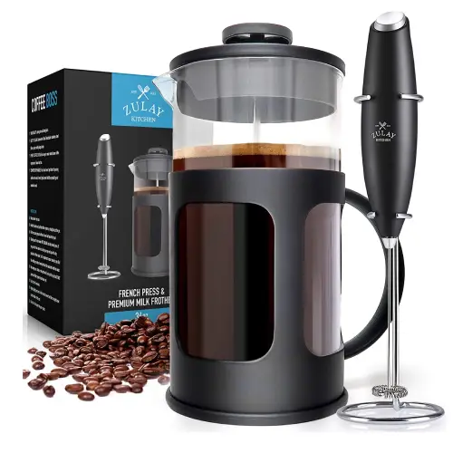 French Press Coffee Pot And Milk Frother Set