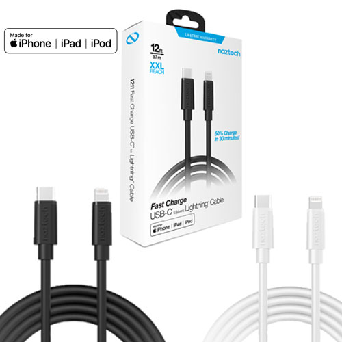 Naztech Fast Charge USB-C to MFi Lightning Cable 12ft