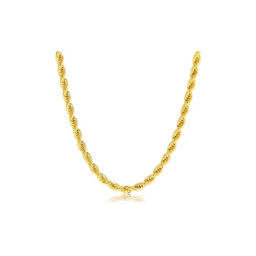4MM Diamond-cut Rope Chain Necklace in 10K Solid Gold