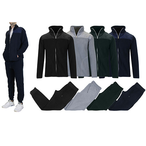 Men's 2 Piece Polar Fleece Sweater Jacket  And Jogger Sweatpants Set