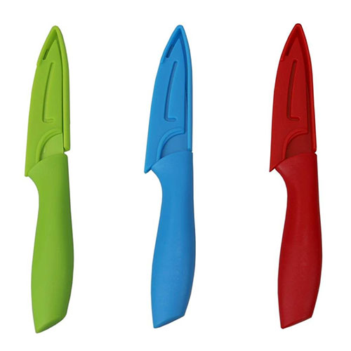 3 Pack Stainless Steel Paring Knife With Soft Grip Plastic Handles