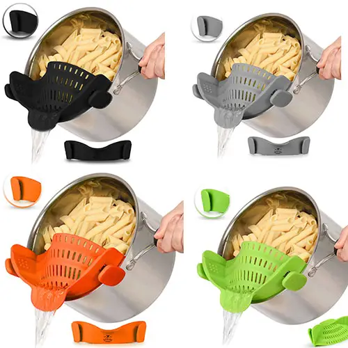 Adjustable Silicone Pot Strainer With Clips