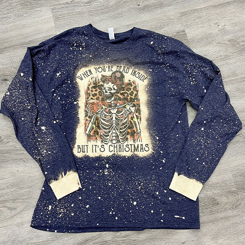 When Your Dead Inside But Its Christmas Bleached Long Sleeve