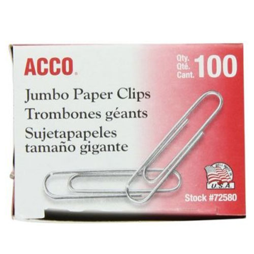 Paper Clips Jumbo 100ct Boxed