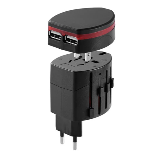 Universal Travel Power Adapter - All-in-One Wall Charger with 2 USB Ports - US UK EU AU Plug