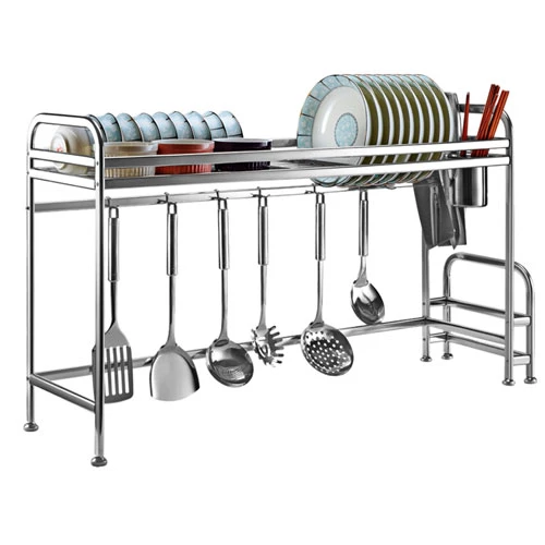 Sink Drying Rack w/ Shelf Stainless Steel Countertop Organizer  - Holds Bowls, Dish, Chopping Board,