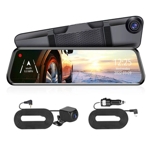 4k 12in Car DVR Dash Cam Recorder 170° Loop Recording Motion Detection Night Vision Voice Control Ap