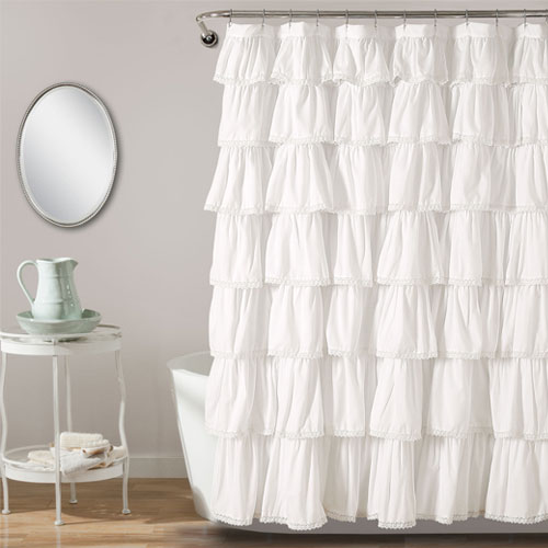 Lace Ruffle Shower Curtain 72x72 Lush Decor