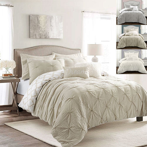 Ravello Pintuck Caroline Geo Comforter Set Back To Campus Dorm Room Bedding Lush Decor