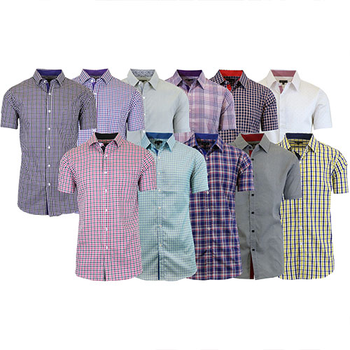 Men's 4 Pack Assorted Short Sleeve Patterned Dress Shirts